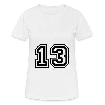 13 Number number - Women's Breathable T-Shirt - white - Front - AI Model Female 172 dark (172cm)