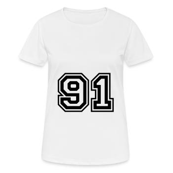 91 Number number - Women's Breathable T-Shirt - white - Front - AI Model Female 172 dark (172cm)