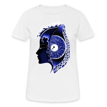 Big Eye Blue, Eye, Vertical, Realistic - Women's Breathable T-Shirt - white - Front - AI Model Female 172 dark (172cm)