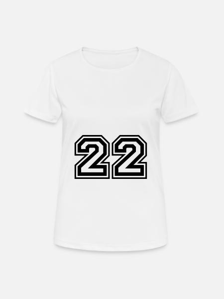 22 Numéro de numéro - T-shirt respirant Femme - blanc