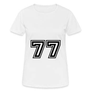 77 Numéro de numéro - T-shirt respirant Femme - blanc - Devant - AI Model Female 172 dark (172cm)