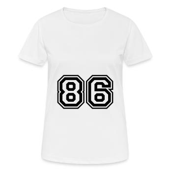 86 Numéro de numéro - T-shirt respirant Femme - blanc - Devant - AI Model Female 172 dark (172cm)