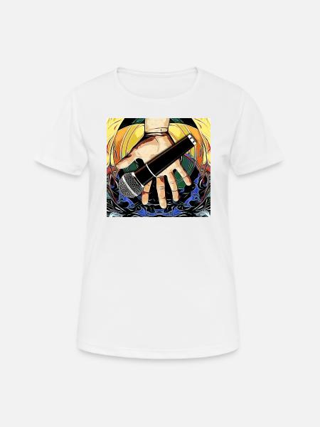 Musikalisches Mikrofon - Frauen T-Shirt atmungsaktiv - Weiß
