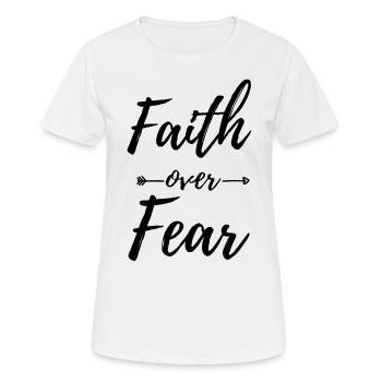 La foi plutôt que la peur - T-shirt respirant Femme - blanc - Devant - AI Model Female 172 dark (172cm)