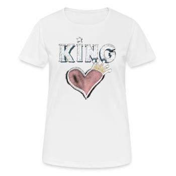 Herz König Geschenk Liebe Krone Kreide Zeichnng - Frauen T-Shirt atmungsaktiv - Weiß - Vorne - AI Model Female 172 dark (172cm)