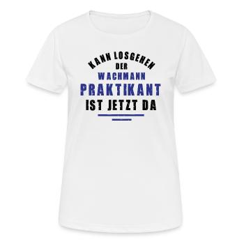 Praktikant Wachmann Praktikum Sicherheitsdienst - Frauen T-Shirt atmungsaktiv - Weiß - Vorne - AI Model Female 172 dark (172cm)