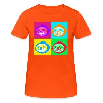 Lazy Pop-Art Portrait - Women's Breathable T-Shirt - neon orange - Front - AI Model Female 172 dark (172cm)