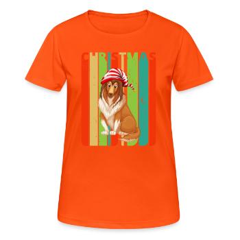 Retro Weihnachtsgeschenke für Familie und Freunde. Hund - Frauen T-Shirt atmungsaktiv - Neonorange - Vorne - AI Model Female 172 dark (172cm)