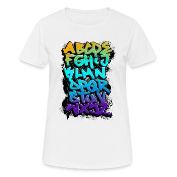 GRAFFITI ALPHABET - T-shirt respirant Femme - blanc - Devant - AI Model Female 172 dark (172cm)