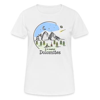 Dolomiten Tre Cime di Lavaredo Drei Zinnen Wandern - Frauen T-Shirt atmungsaktiv - Weiß - Vorne - AI Model Female 172 dark (172cm)