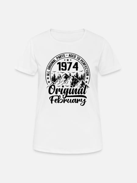 1974 February Original: 50 Years Anniversary Gift - Women's Breathable T-Shirt - white
