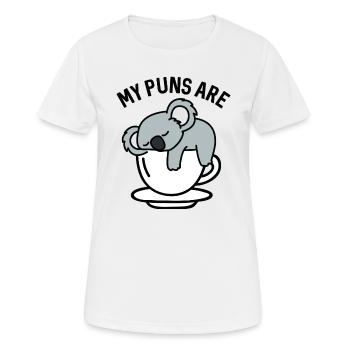 Mes jeux de mots sont du thé koala - T-shirt respirant Femme - blanc - Devant - AI Model Female 172 dark (172cm)