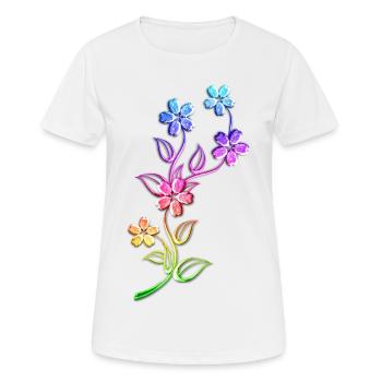 Bunte Blumen bunt Ranke Blumenranke Blume - Frauen T-Shirt atmungsaktiv - Weiß - Vorne - AI Model Female 172 dark (172cm)