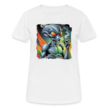 Alien smokes joint - Women's Breathable T-Shirt - white - Front - AI Model Female 172 dark (172cm)
