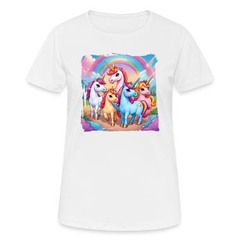 Einhornfamilie - Frauen T-Shirt atmungsaktiv - Weiß - Vorne - AI Model Female 172 dark (172cm)