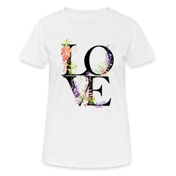 LOVE Fleurs - L’amour des fleurs - La mariée - Bachelorette - T-shirt respirant Femme - blanc - Devant - AI Model Female 172 dark (172cm)