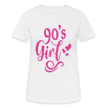 90's girl 90s party music nineties 90s - Women's Breathable T-Shirt - white - Front - AI Model Female 172 dark (172cm)