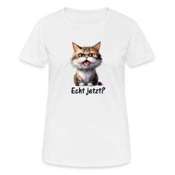 Echt jetzt? ♥ EmotiCatz - Frauen T-Shirt atmungsaktiv - Weiß - Vorne - AI Model Female 172 dark (172cm)