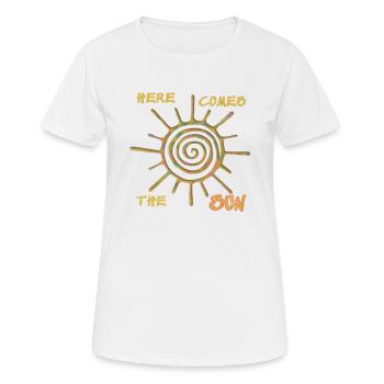 Here comes the sun - T-shirt respirant Femme - blanc - Devant - AI Model Female 172 dark (172cm)