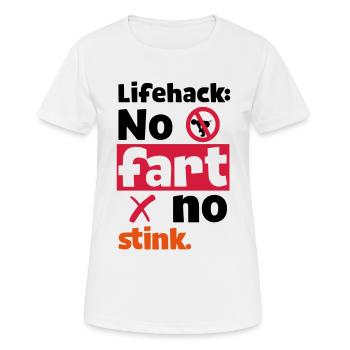 SIMPLE LIFEHACK - NO FART NO STINK - Women's Breathable T-Shirt - white - Front - AI Model Female 172 dark (172cm)