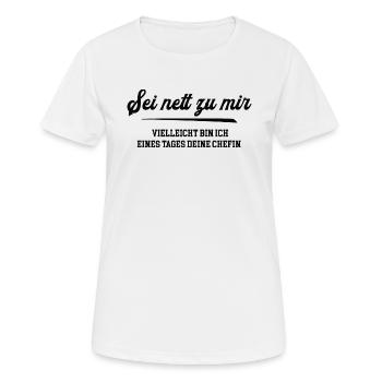 Beförderung zur Chefin Kollegin Arbeit beste Chefs - Frauen T-Shirt atmungsaktiv - Weiß - Vorne - AI Model Female 172 dark (172cm)
