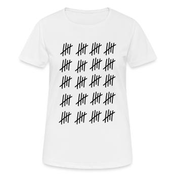 100 lignes / / 100 fois / / Anniversaire / / - T-shirt respirant Femme - blanc - Devant - AI Model Female 172 dark (172cm)