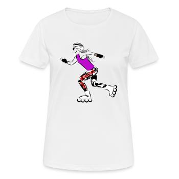 Inline Skate - Frauen T-Shirt atmungsaktiv - Weiß - Vorne - AI Model Female 172 dark (172cm)