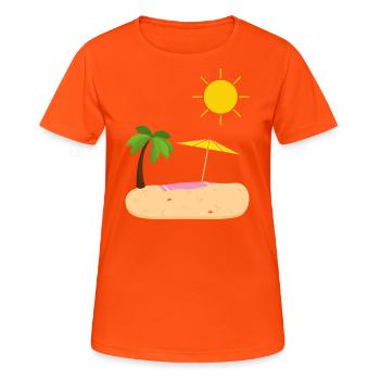 Summer Beach Sun Palm Trees - Women's Breathable T-Shirt - neon orange - Front - AI Model Female 172 dark (172cm)