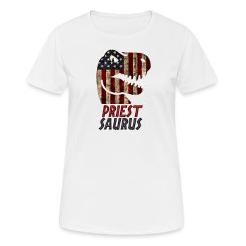 Prêtre patriotique dinosaure - T-shirt respirant Femme - blanc - Devant - AI Model Female 172 dark (172cm)