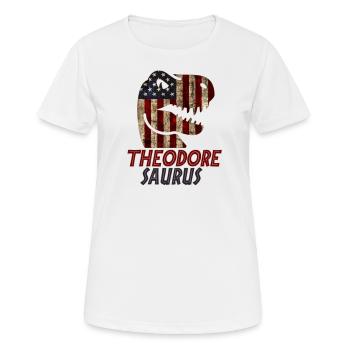 Patriotic Theodore Dinosaur Theodoresaurus - Frauen T-Shirt atmungsaktiv - Weiß - Vorne - AI Model Female 172 dark (172cm)