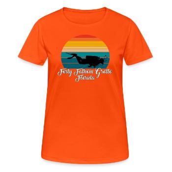 Forty Fathom Grotto Florida Diving - Frauen T-Shirt atmungsaktiv - Neonorange - Vorne - AI Model Female 172 dark (172cm)