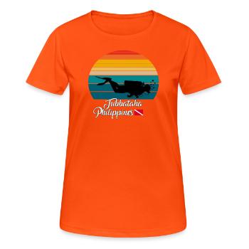 Tubbataha Philippines Diving - Frauen T-Shirt atmungsaktiv - Neonorange - Vorne - AI Model Female 172 dark (172cm)