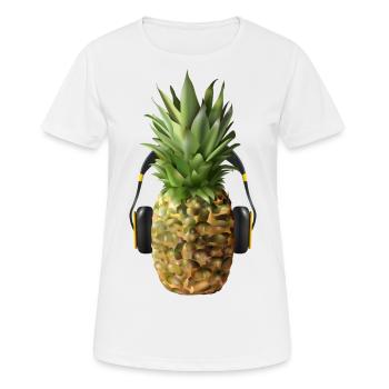 Ananas mit Headphones - Frauen T-Shirt atmungsaktiv - Weiß - Vorne - AI Model Female 172 dark (172cm)