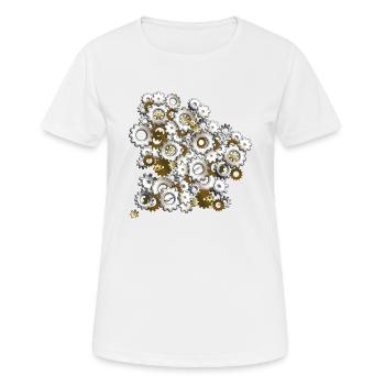Steampunk Zahnräder - Frauen T-Shirt atmungsaktiv - Weiß - Vorne - AI Model Female 172 dark (172cm)