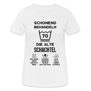 70. GEBURTSTAG FRAU ALTE SCHACHTEL 70 JAHRE - Frauen T-Shirt atmungsaktiv - Weiß - Vorne - AI Model Female 172 dark (172cm)