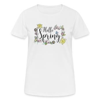 Hello Spring - Frauen T-Shirt atmungsaktiv - Weiß - Vorne - AI Model Female 172 dark (172cm)
