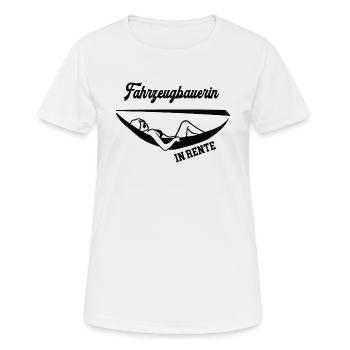 Fahrzeugbauerin in Rente Rentenbeginn Fahrzeugbau - Frauen T-Shirt atmungsaktiv - Weiß - Vorne - AI Model Female 172 dark (172cm)