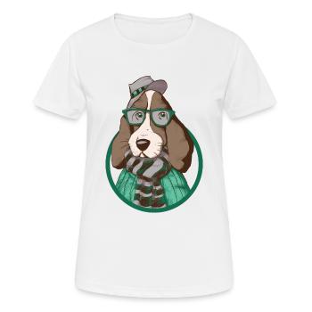 Hund mit HuT - Frauen T-Shirt atmungsaktiv - Weiß - Vorne - AI Model Female 172 dark (172cm)