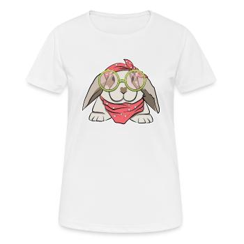 Lapin avec lunettes de cadeau de Rockabilly doux - T-shirt respirant Femme - blanc - Devant - AI Model Female 172 dark (172cm)