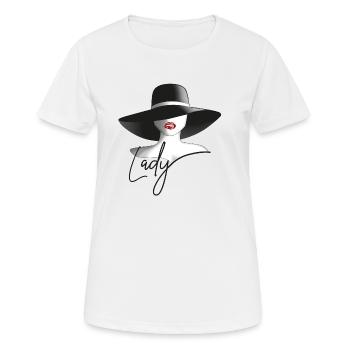 Lady mit Hut - Frauen T-Shirt atmungsaktiv - Weiß - Vorne - AI Model Female 172 dark (172cm)