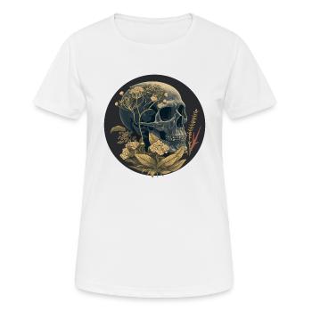 Crâne humain et fleurs 17 - T-shirt respirant Femme - blanc - Devant - AI Model Female 172 dark (172cm)