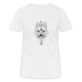 A cat drawn as a geometry - Women's Breathable T-Shirt - white - Front - AI Model Female 172 dark (172cm)