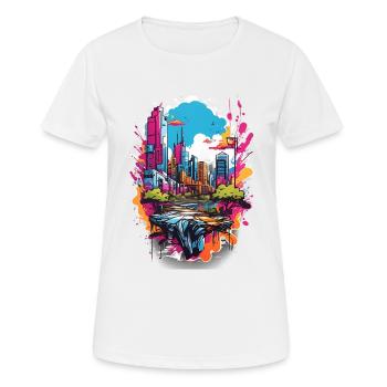 Paysage urbain - T-shirt respirant Femme - blanc - Devant - AI Model Female 172 dark (172cm)
