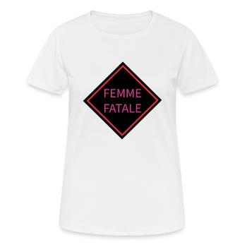Femme Fatale Warning Sign - Women's Breathable T-Shirt - white - Front - AI Model Female 172 dark (172cm)