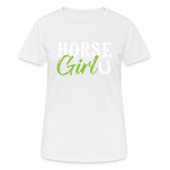 Cheval Fille - Pferdemädchen fer à cheval d'équitation - T-shirt respirant Femme - blanc - Devant - AI Model Female 172 dark (172cm)