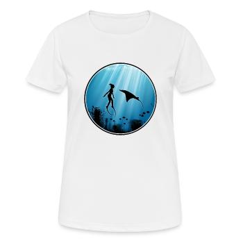 Plongeurs et raies manta gratuits - T-shirt respirant Femme - blanc - Devant - AI Model Female 172 dark (172cm)