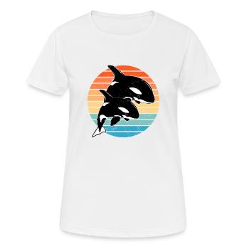 Orcas - Frauen T-Shirt atmungsaktiv - Weiß - Vorne - AI Model Female 172 dark (172cm)