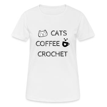 Chats. Café. Crochet. - T-shirt respirant Femme - blanc - Devant - AI Model Female 172 dark (172cm)