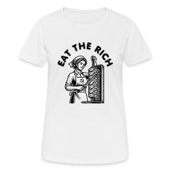 Eat the rich - T-shirt respirant Femme - blanc - Devant - AI Model Female 172 dark (172cm)