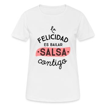 HAPPINESS IS DANCING SALSA CONTIGO - Women's Breathable T-Shirt - white - Front - AI Model Female 172 dark (172cm)